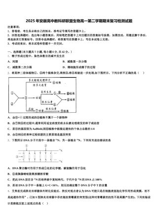 2025年安徽高中教科研联盟生物高一第二学期期末复习检测试题含解析