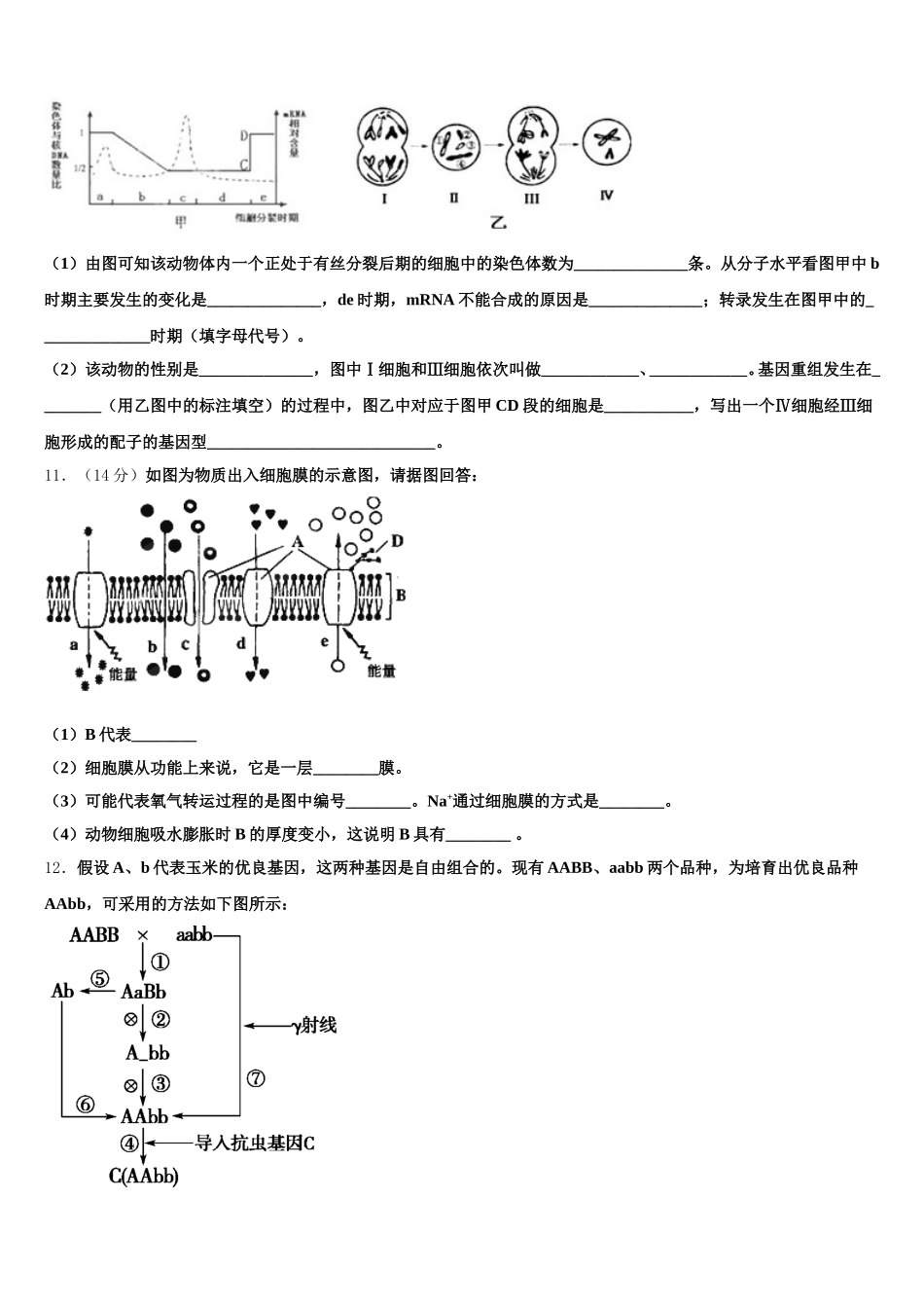 安徽省肥东县高级中学2024-2025学年高一生物第二学期期末质量检测试题含解析_第3页