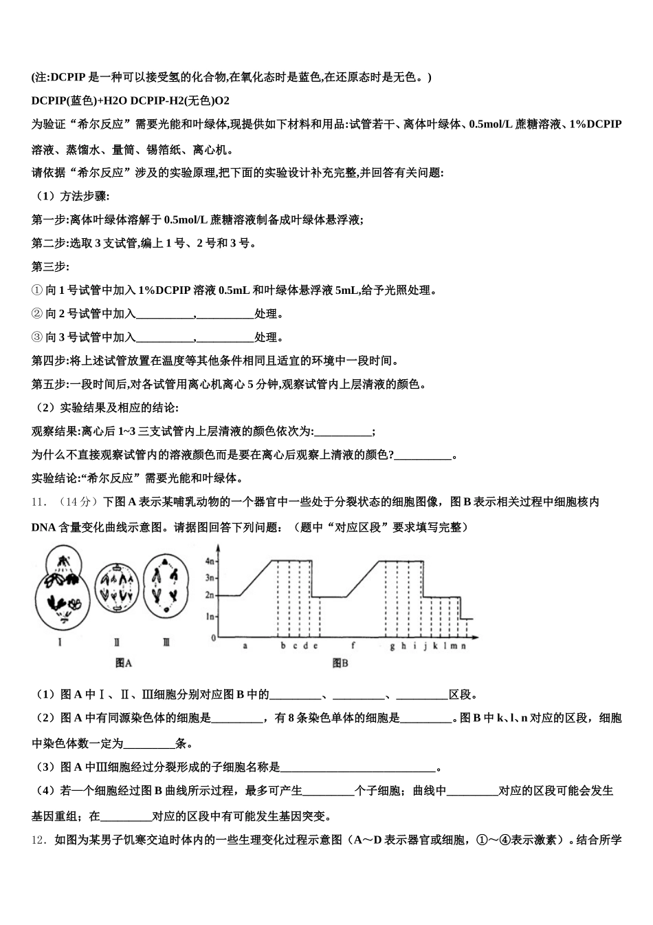 2025年安徽省亳州市涡阳县第一中学生物高一下期末学业水平测试模拟试题含解析_第3页