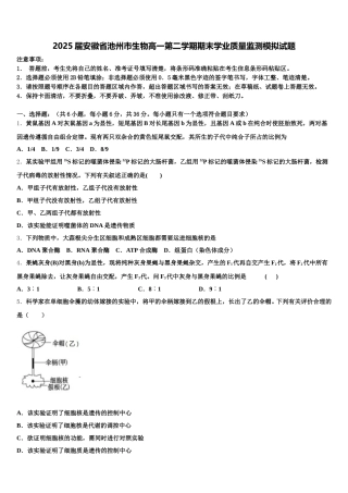 2025届安徽省池州市生物高一第二学期期末学业质量监测模拟试题含解析