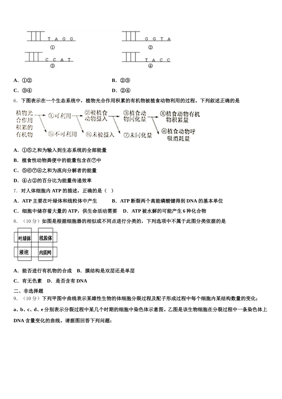2025年江西省九江市第一中学高一生物第二学期期末联考模拟试题含解析_第2页