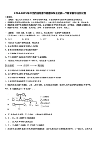 2024-2025学年江西省南康市南康中学生物高一下期末复习检测试题含解析