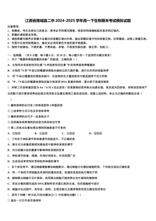 江西省南城县二中2024-2025学年高一下生物期末考试模拟试题含解析