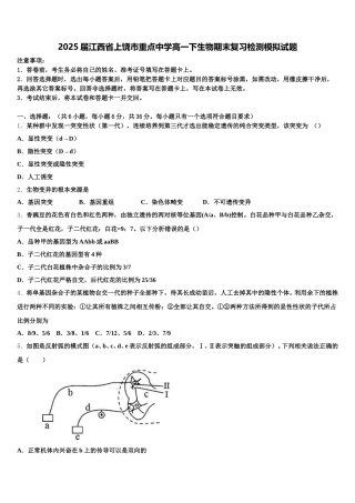 2025届江西省上饶市重点中学高一下生物期末复习检测模拟试题含解析
