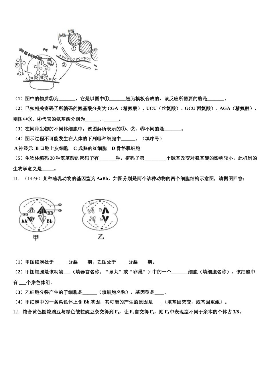 2025年九江市重点中学高一生物第二学期期末质量检测试题含解析_第3页