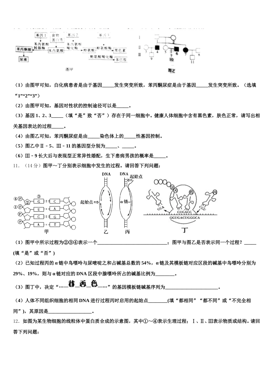 江西省上饶市重点中学2025年高一下生物期末学业质量监测模拟试题含解析_第3页