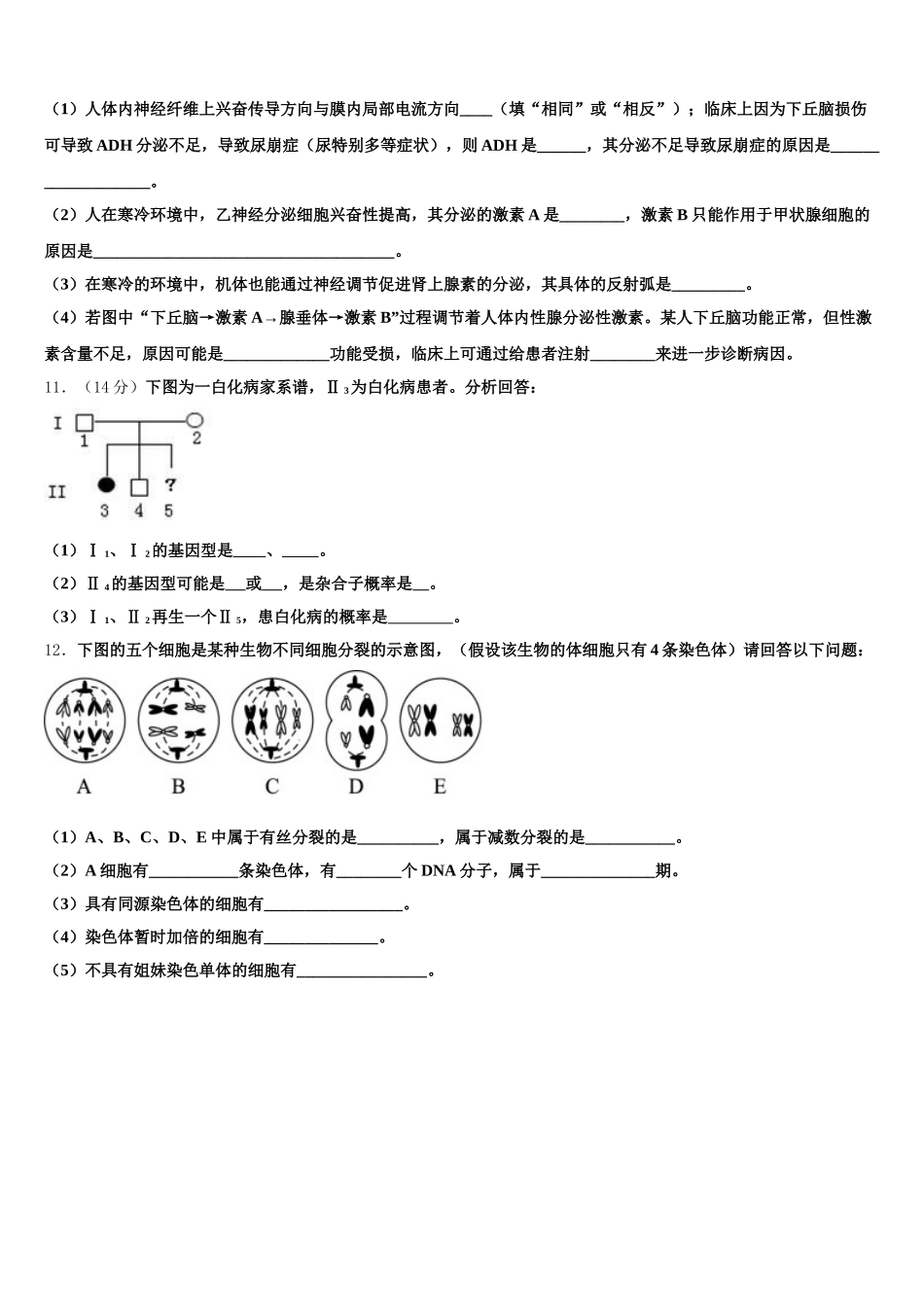上饶市重点中学2025年生物高一下期末教学质量检测模拟试题含解析_第3页