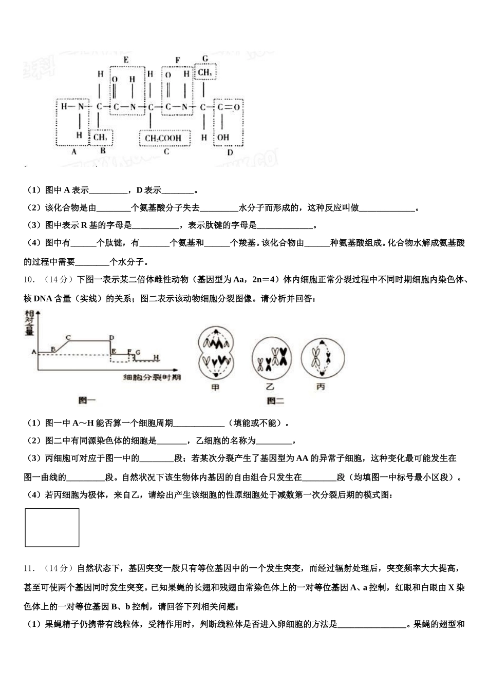 江西省赣县三中2025届生物高一第二学期期末教学质量检测试题含解析_第3页