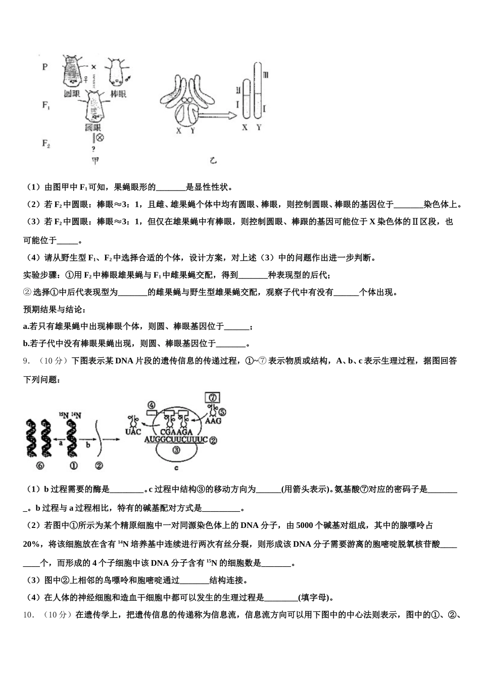 2024-2025学年江西省新干县第二中学等四校生物高一第二学期期末调研模拟试题含解析_第3页