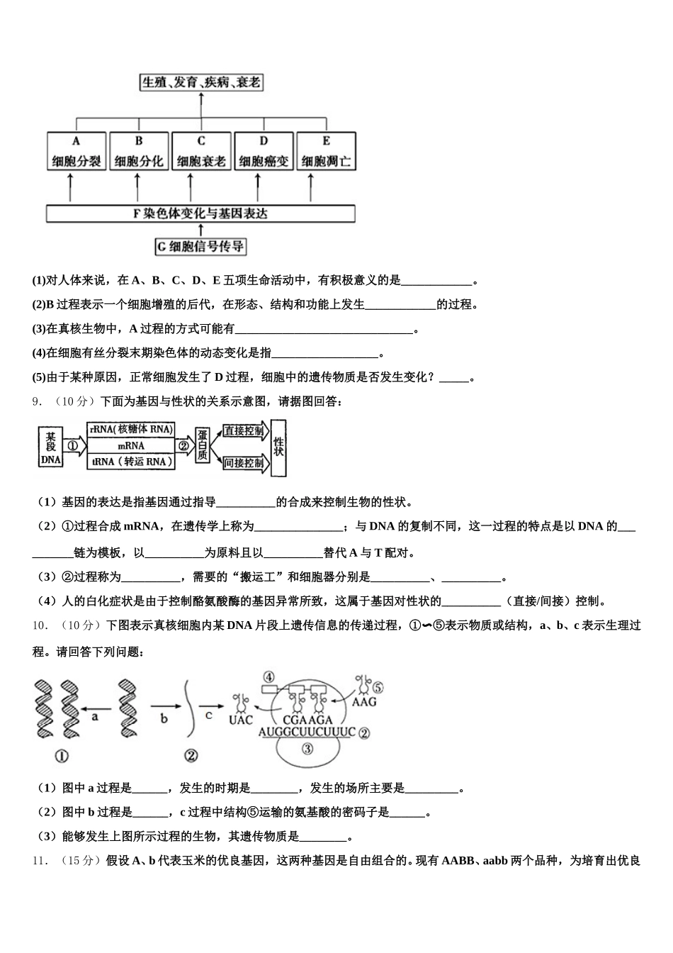 江西省赣州市宁都县宁师中学2025年高一生物第二学期期末统考试题含解析_第3页
