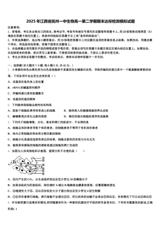 2025年江西省抚州一中生物高一第二学期期末达标检测模拟试题含解析
