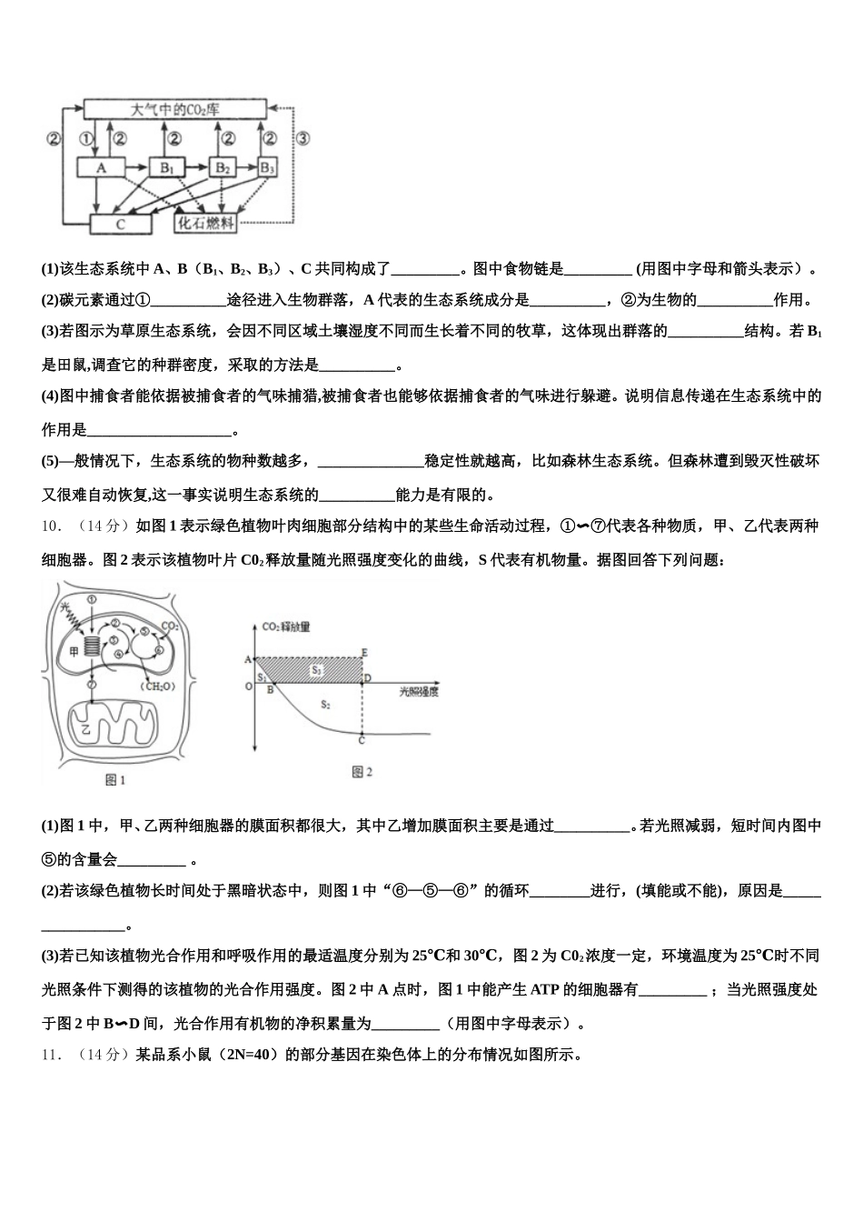 2024-2025学年江西省赣州市大余县新城中学生物高一下期末统考试题含解析_第3页