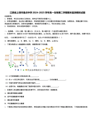 江西省上饶市重点中学2024-2025学年高一生物第二学期期末监测模拟试题含解析