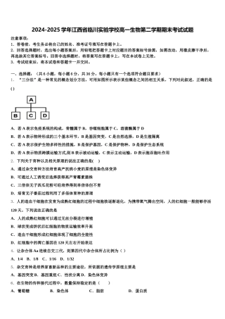 2024-2025学年江西省临川实验学校高一生物第二学期期末考试试题含解析