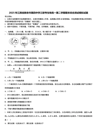 2025年江西省新余市第四中学三联考生物高一第二学期期末综合测试模拟试题含解析