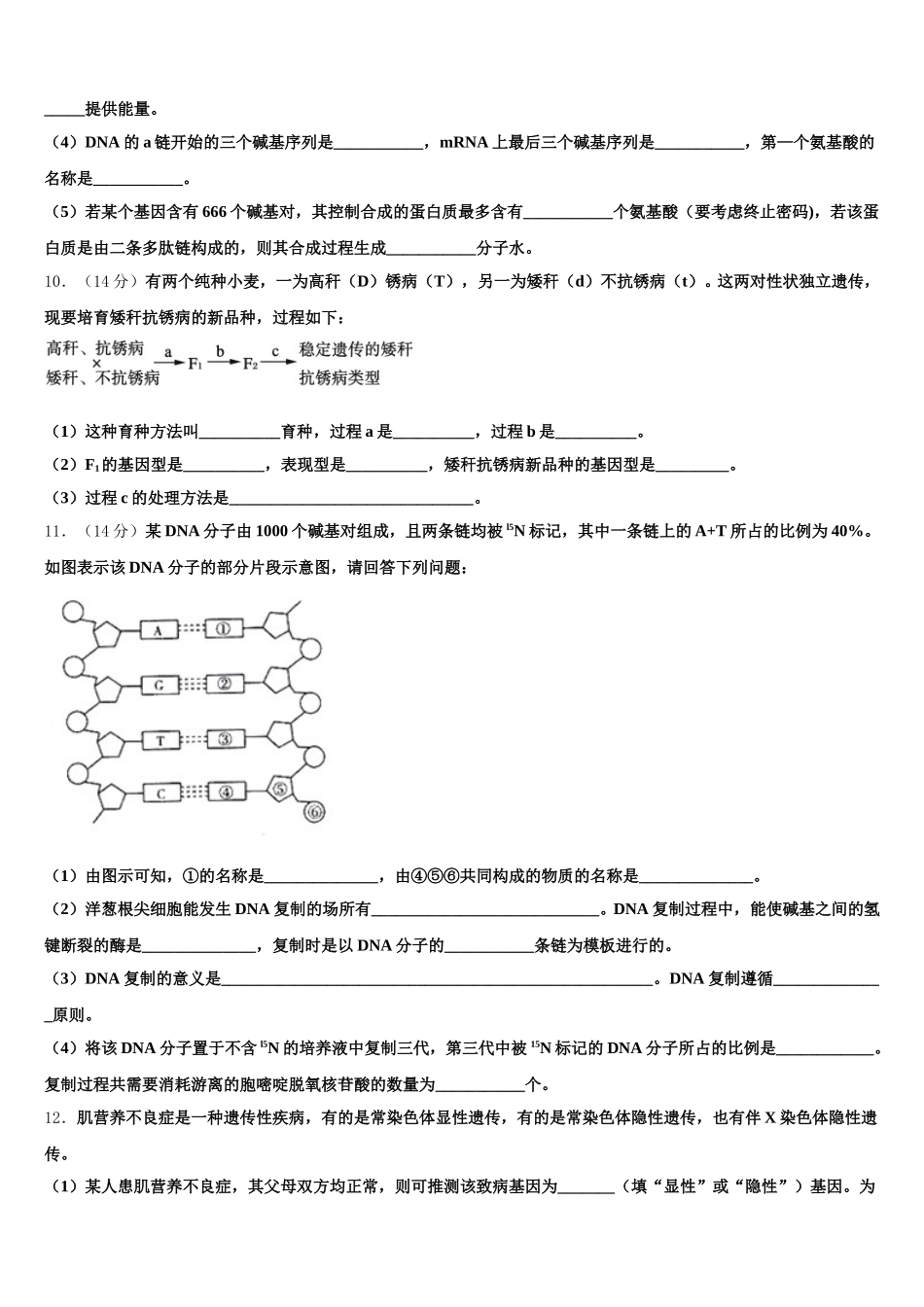 2025年江西省抚州市临川实验学校高一下生物期末质量检测试题含解析_第3页