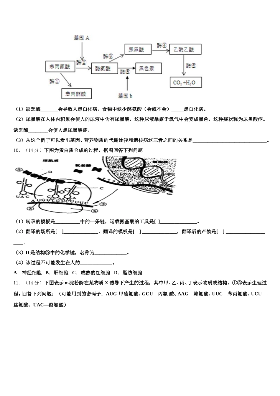 江西省吉安县第三中学2024-2025学年高一下生物期末复习检测试题含解析_第3页