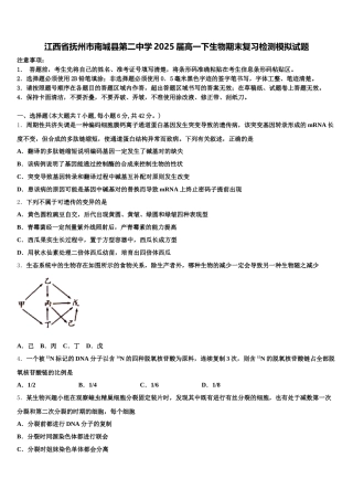 江西省抚州市南城县第二中学2025届高一下生物期末复习检测模拟试题含解析