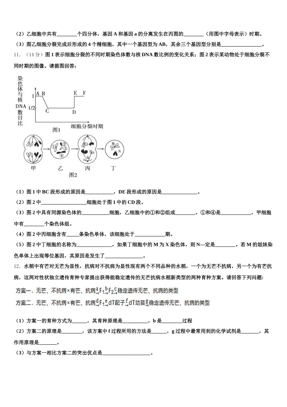 2024-2025学年江西省南昌五校生物高一第二学期期末检测模拟试题含解析_第3页