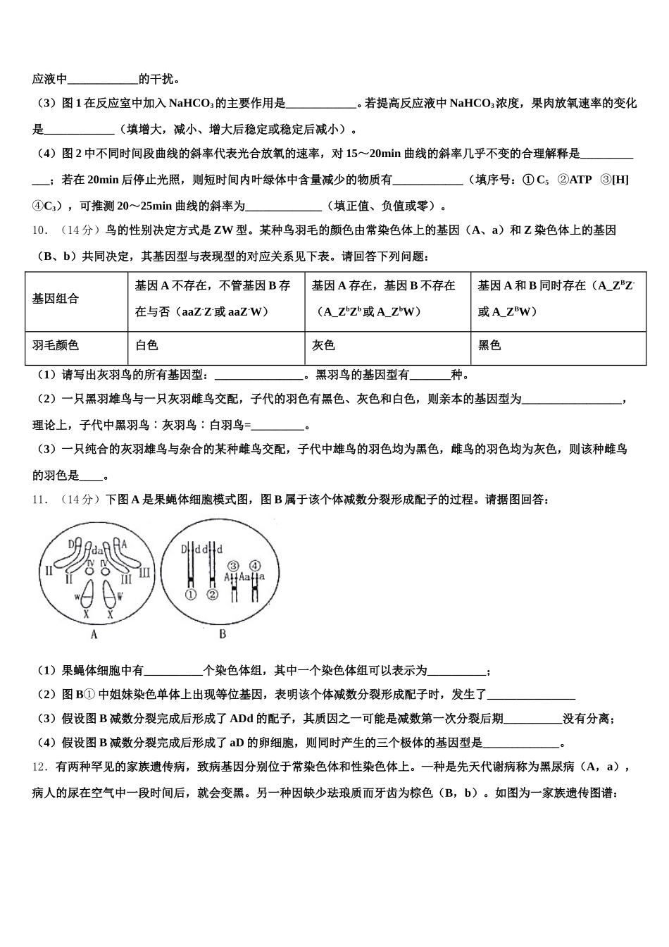 2024-2025学年江西省赣州市会昌中学、宁师中学生物高一下期末学业质量监测试题含解析_第3页