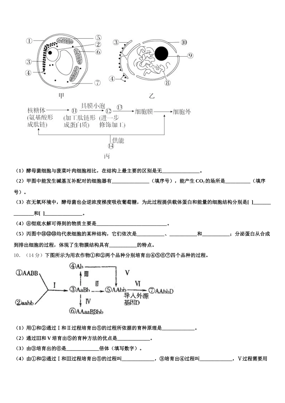 2025届江西省铅山县第一中学生物高一下期末质量跟踪监视试题含解析_第3页