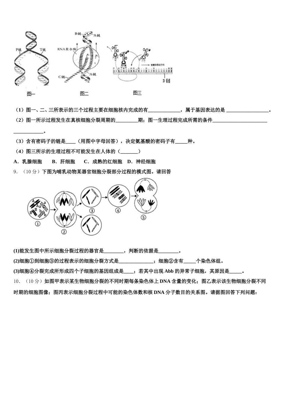 2025届江西科技学院附属中学生物高一第二学期期末综合测试模拟试题含解析_第3页