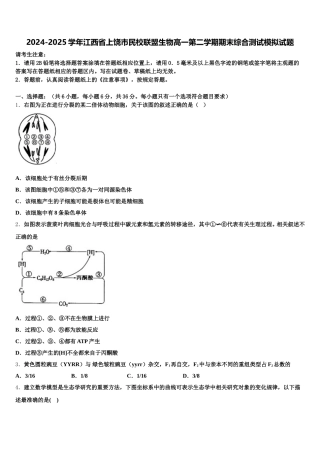 2024-2025学年江西省上饶市民校联盟生物高一第二学期期末综合测试模拟试题含解析