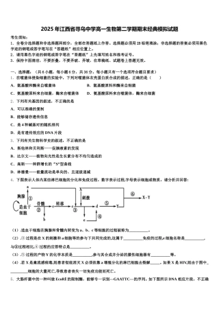 2025年江西省寻乌中学高一生物第二学期期末经典模拟试题含解析