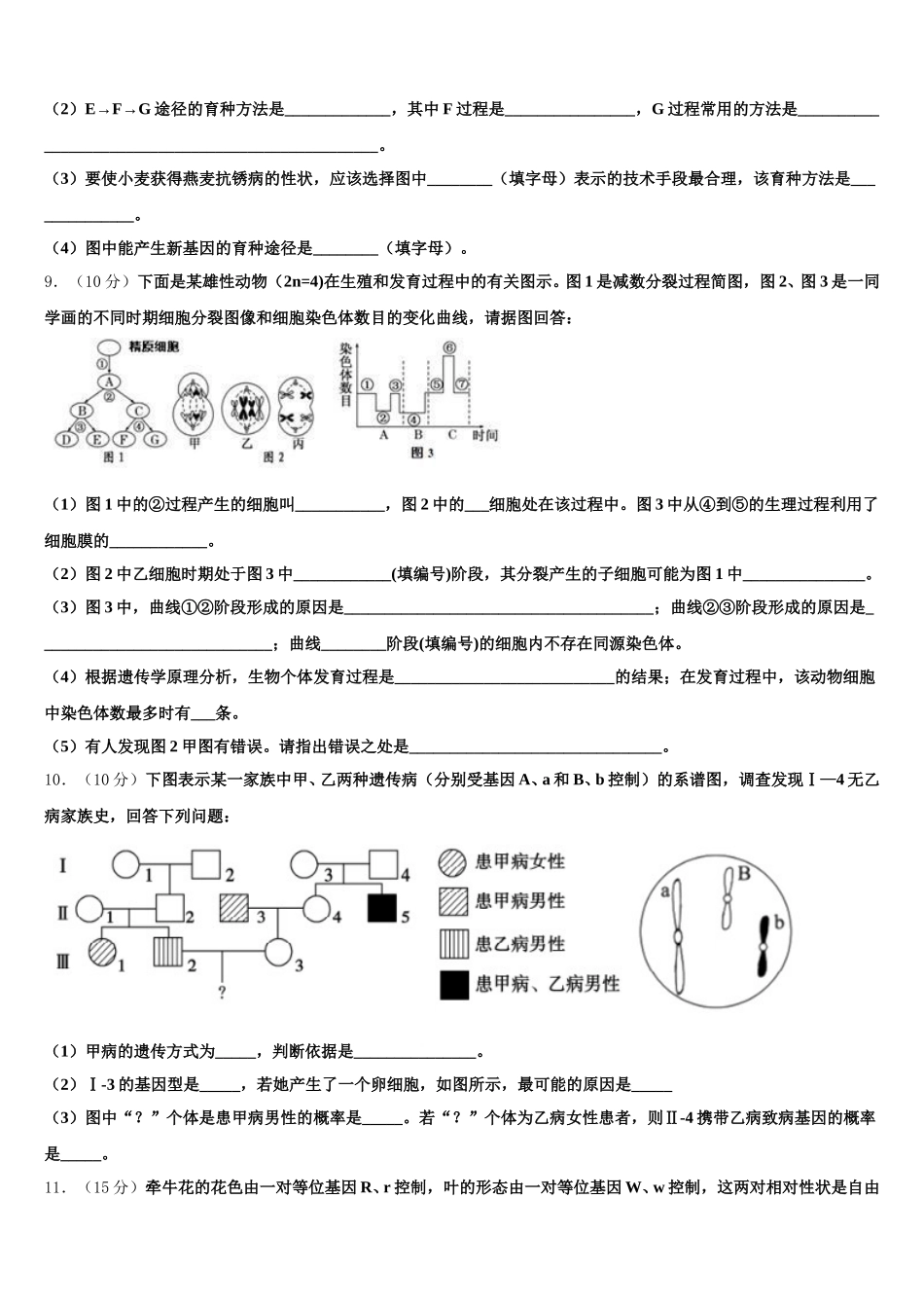 2024-2025学年江西省丰城市第九中学高一下生物期末学业质量监测试题含解析_第3页