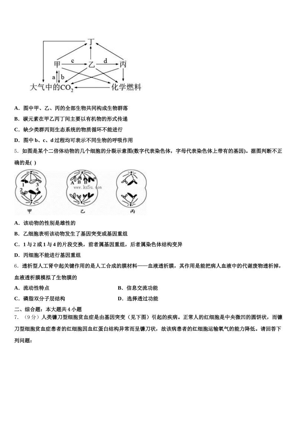 2025届江西省于都县三中高一下生物期末综合测试试题含解析_第2页