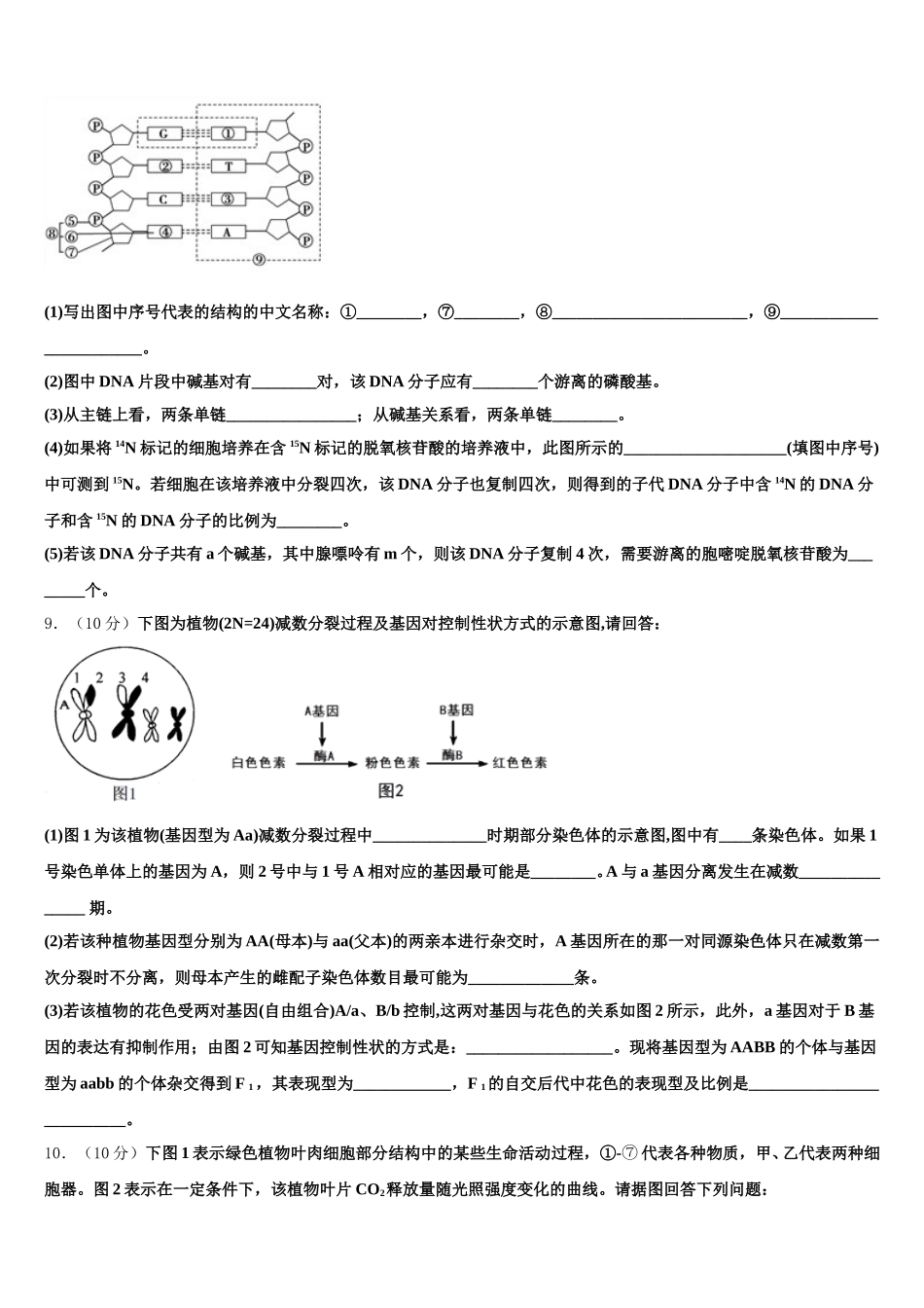 2025届江西省赣州市宁师中学高一下生物期末质量跟踪监视试题含解析_第3页