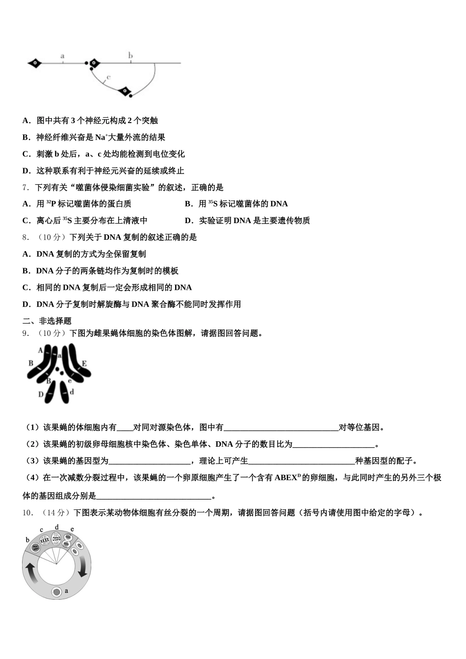 江西省赣州市宁都县第三中学2025届生物高一下期末综合测试试题含解析_第2页
