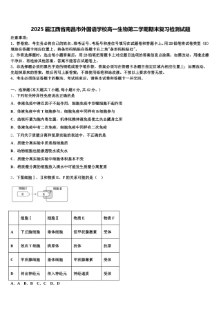 2025届江西省南昌市外国语学校高一生物第二学期期末复习检测试题含解析