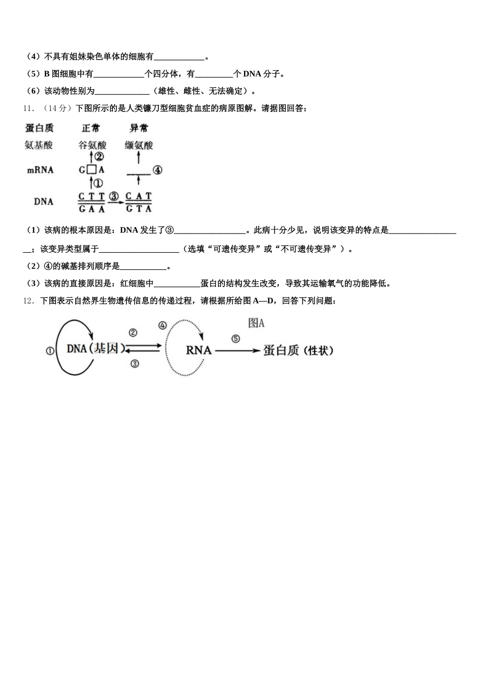 江西省九江市湖口二中2025年生物高一第二学期期末检测试题含解析_第3页