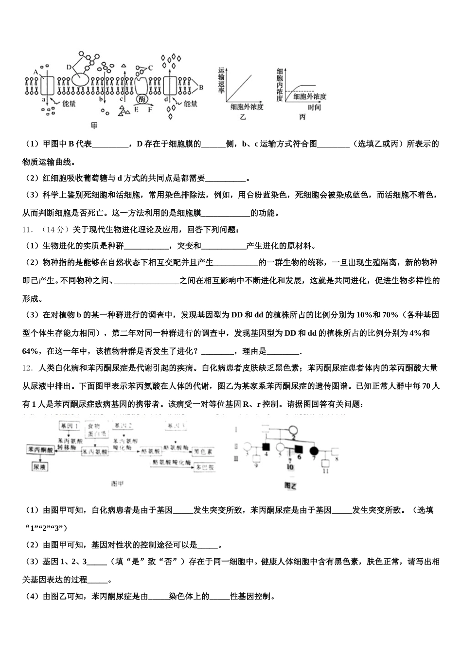 江西省宜春市高安中学2025年生物高一第二学期期末教学质量检测试题含解析_第3页