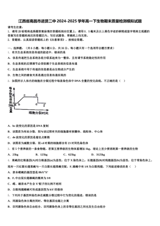 江西省南昌市进贤二中2024-2025学年高一下生物期末质量检测模拟试题含解析