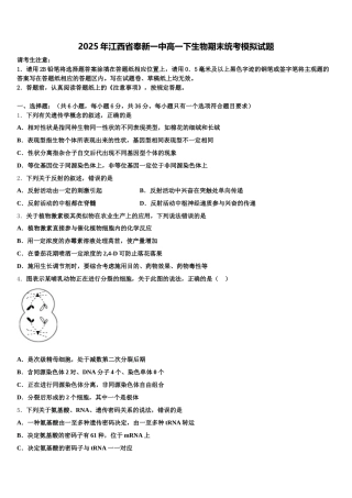 2025年江西省奉新一中高一下生物期末统考模拟试题含解析
