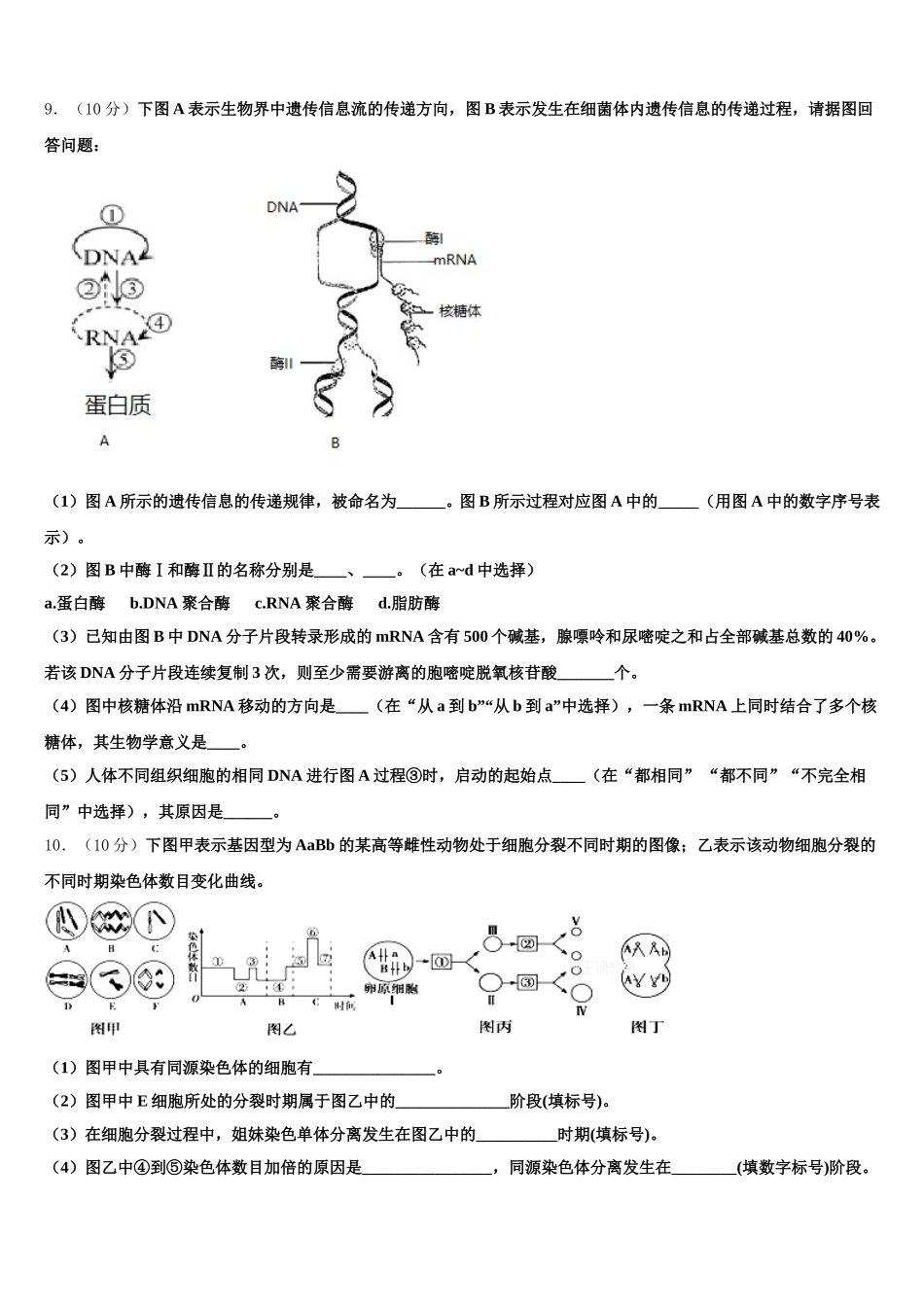 2025届江西省赣州三中高一生物第二学期期末教学质量检测试题含解析_第3页