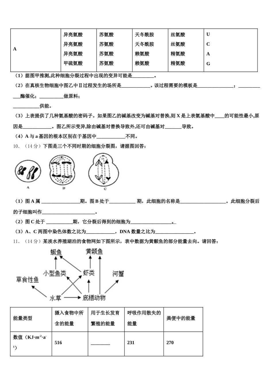 江西省宜春市万载中学2024-2025学年生物高一下期末学业质量监测试题含解析_第3页