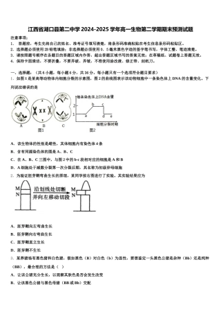 江西省湖口县第二中学2024-2025学年高一生物第二学期期末预测试题含解析