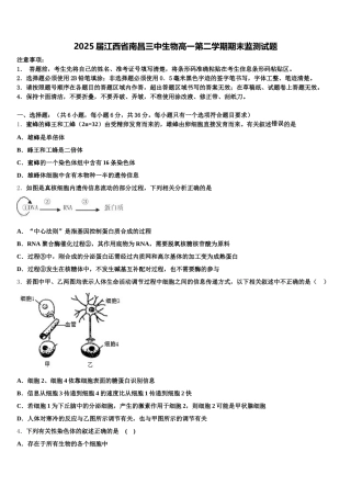 2025届江西省南昌三中生物高一第二学期期末监测试题含解析