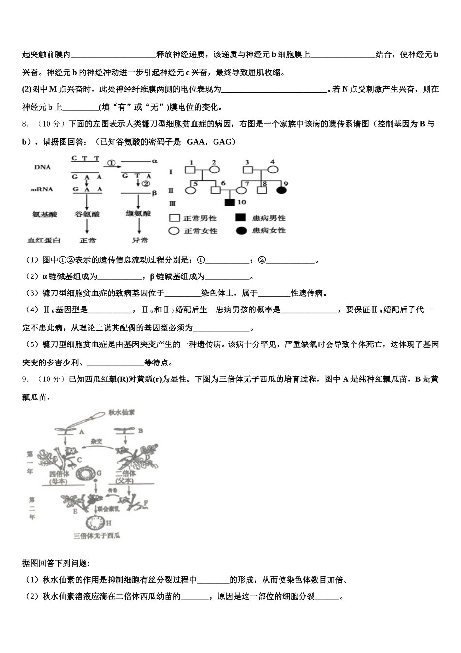 江西省南康中学、于都中学2025年生物高一第二学期期末综合测试试题含解析_第3页