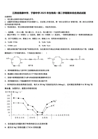 江西省南康中学、于都中学2025年生物高一第二学期期末综合测试试题含解析