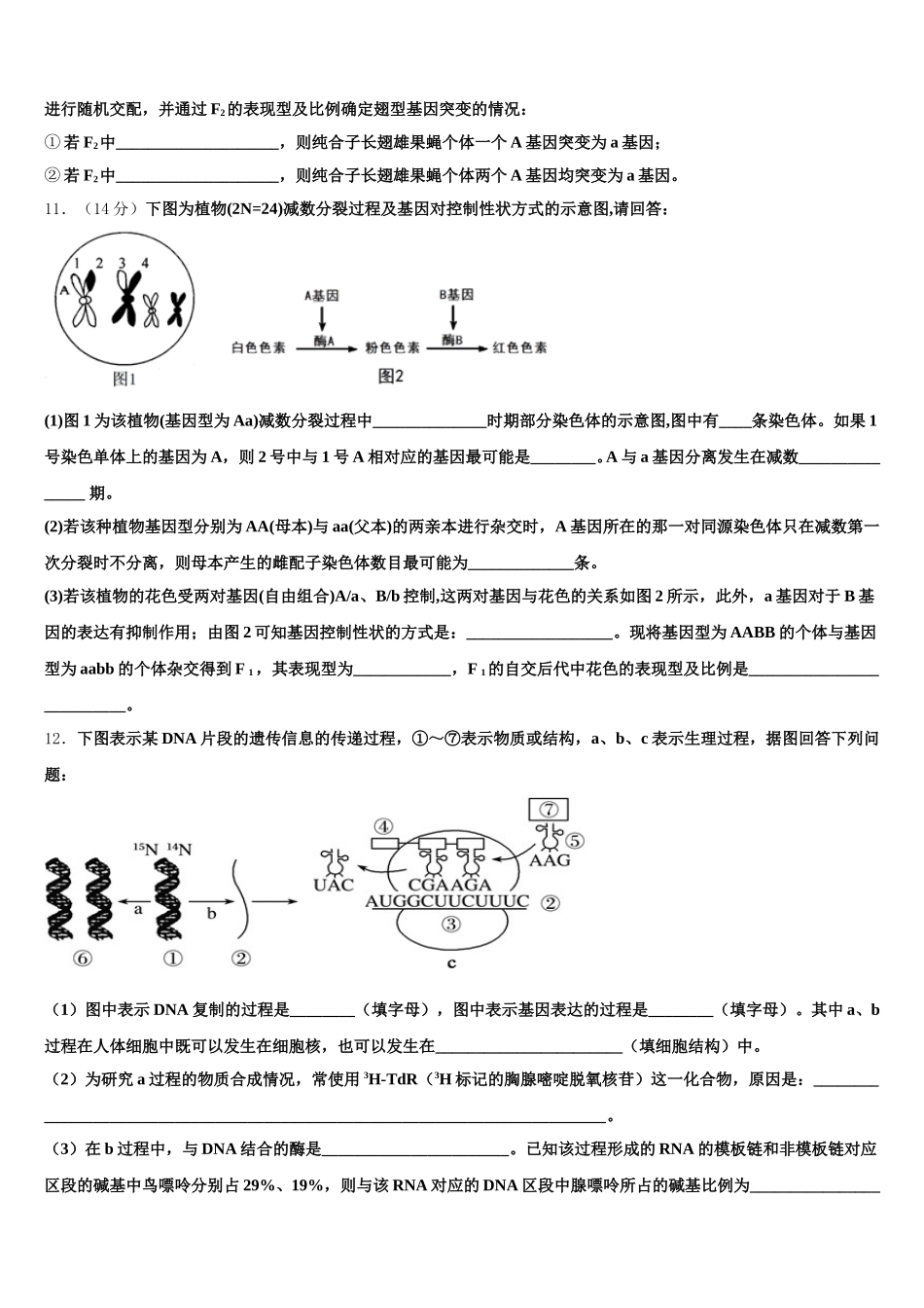 2025届江西省上饶县中学高一下生物期末达标测试试题含解析_第3页