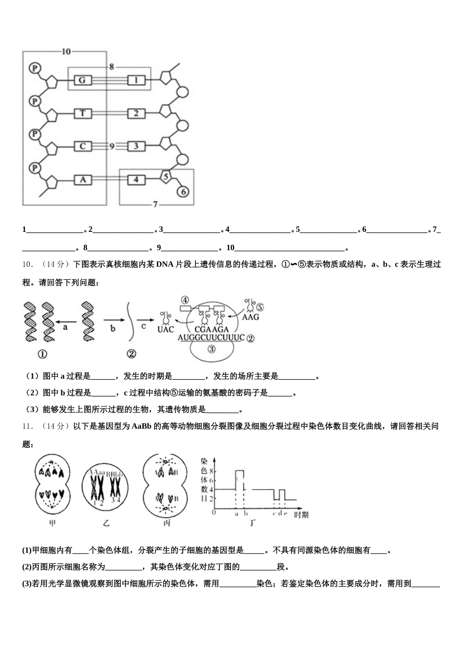 江西省赣州市赣州中学2025届生物高一下期末统考模拟试题含解析_第3页