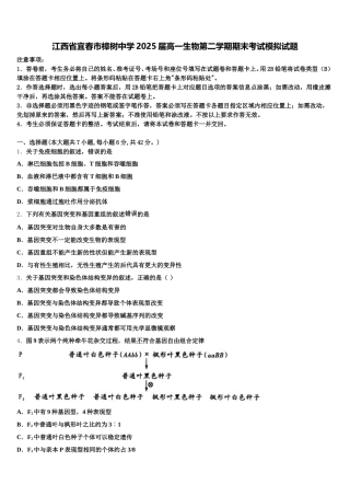 江西省宜春市樟树中学2025届高一生物第二学期期末考试模拟试题含解析