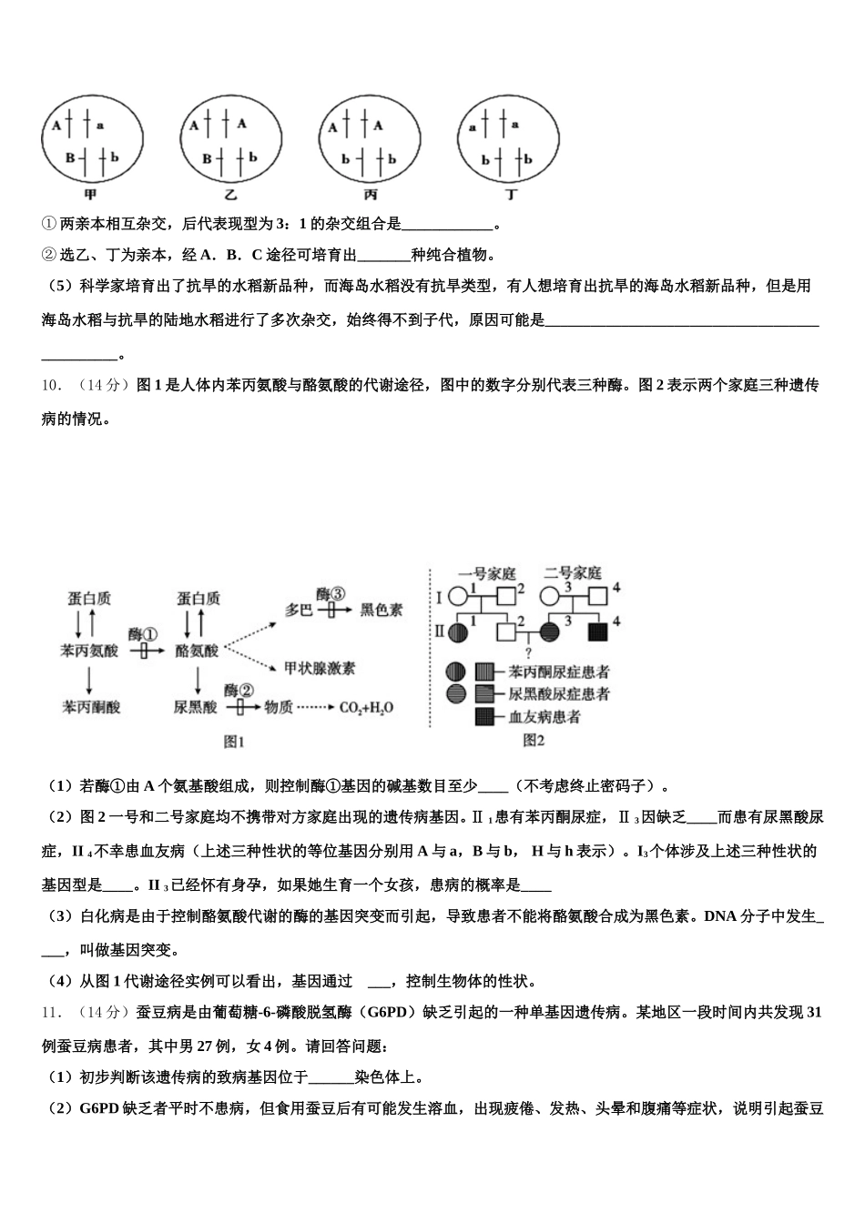 江西省上饶市上饶中学2025届生物高一下期末质量检测模拟试题含解析_第3页