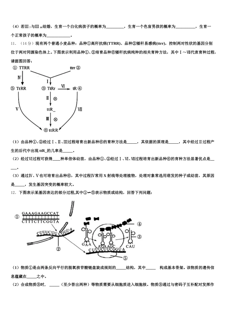 2025年江西省遂川中学高一下生物期末统考模拟试题含解析_第3页