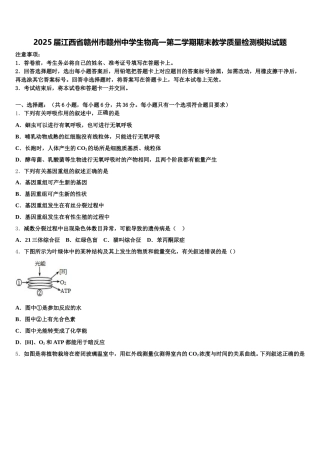 2025届江西省赣州市赣州中学生物高一第二学期期末教学质量检测模拟试题含解析