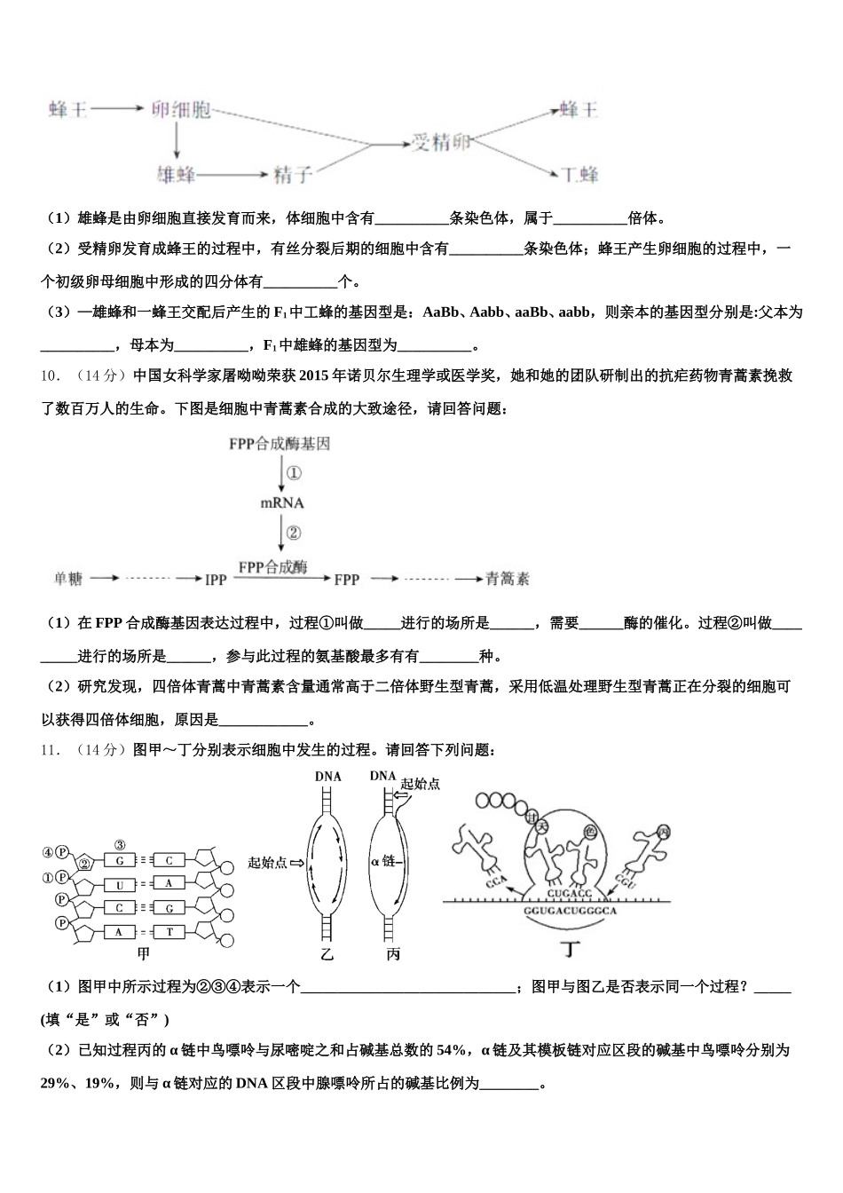 江西省南昌市高安中学2025年生物高一第二学期期末学业质量监测模拟试题含解析_第3页